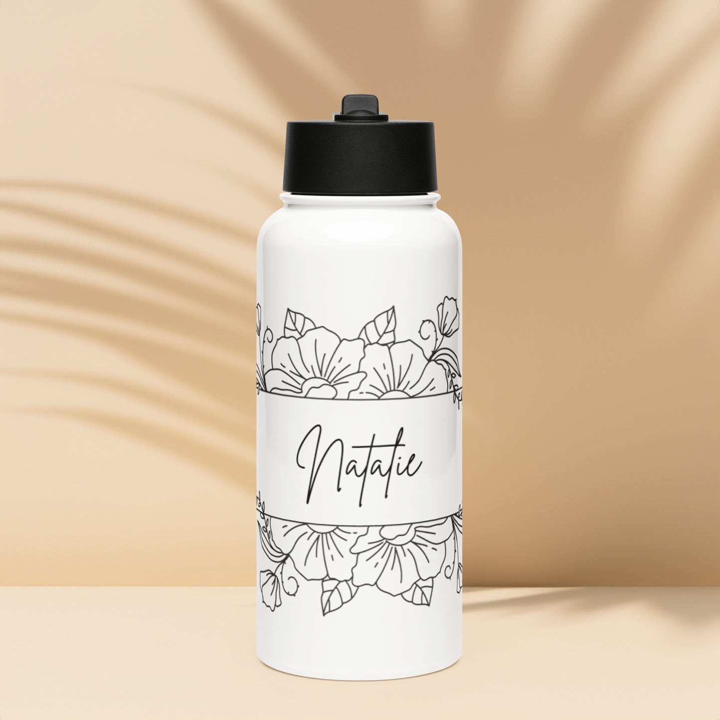Custom Name Stainless Steel Water Bottle – Straw Lid