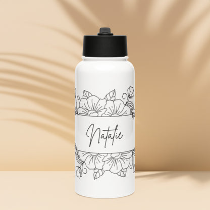 Custom Name Stainless Steel Water Bottle – Straw Lid