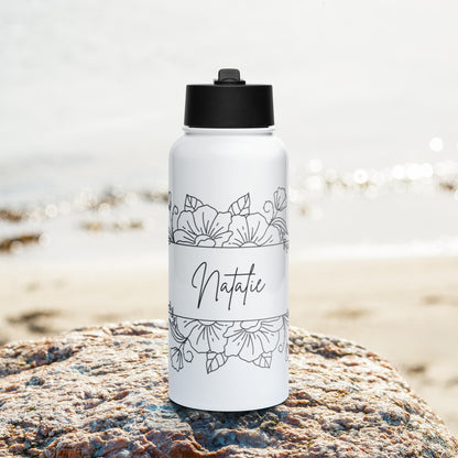 Custom Name Stainless Steel Water Bottle – Straw Lid