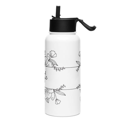 Custom Name Stainless Steel Water Bottle – Straw Lid