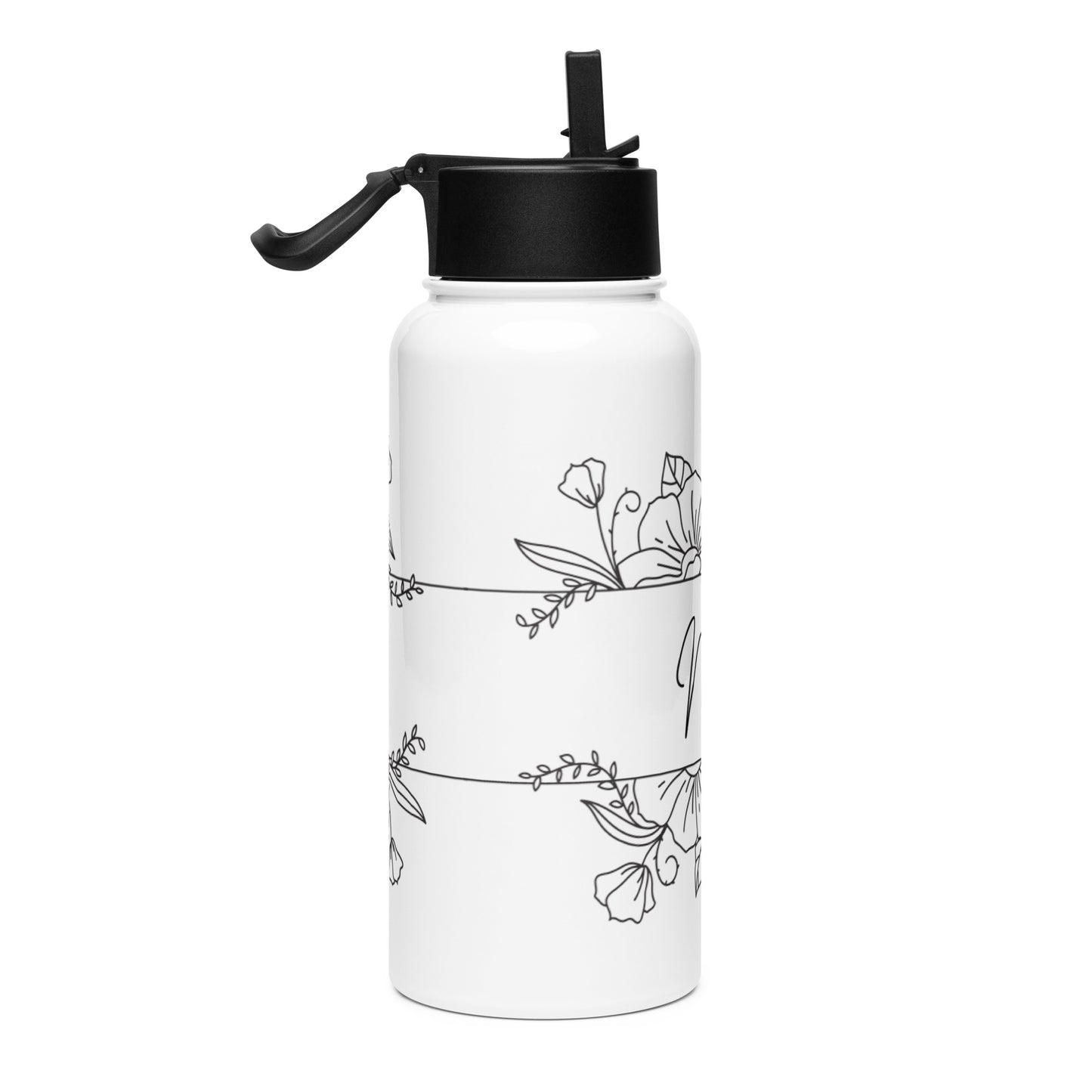 Custom Name Stainless Steel Water Bottle – Straw Lid