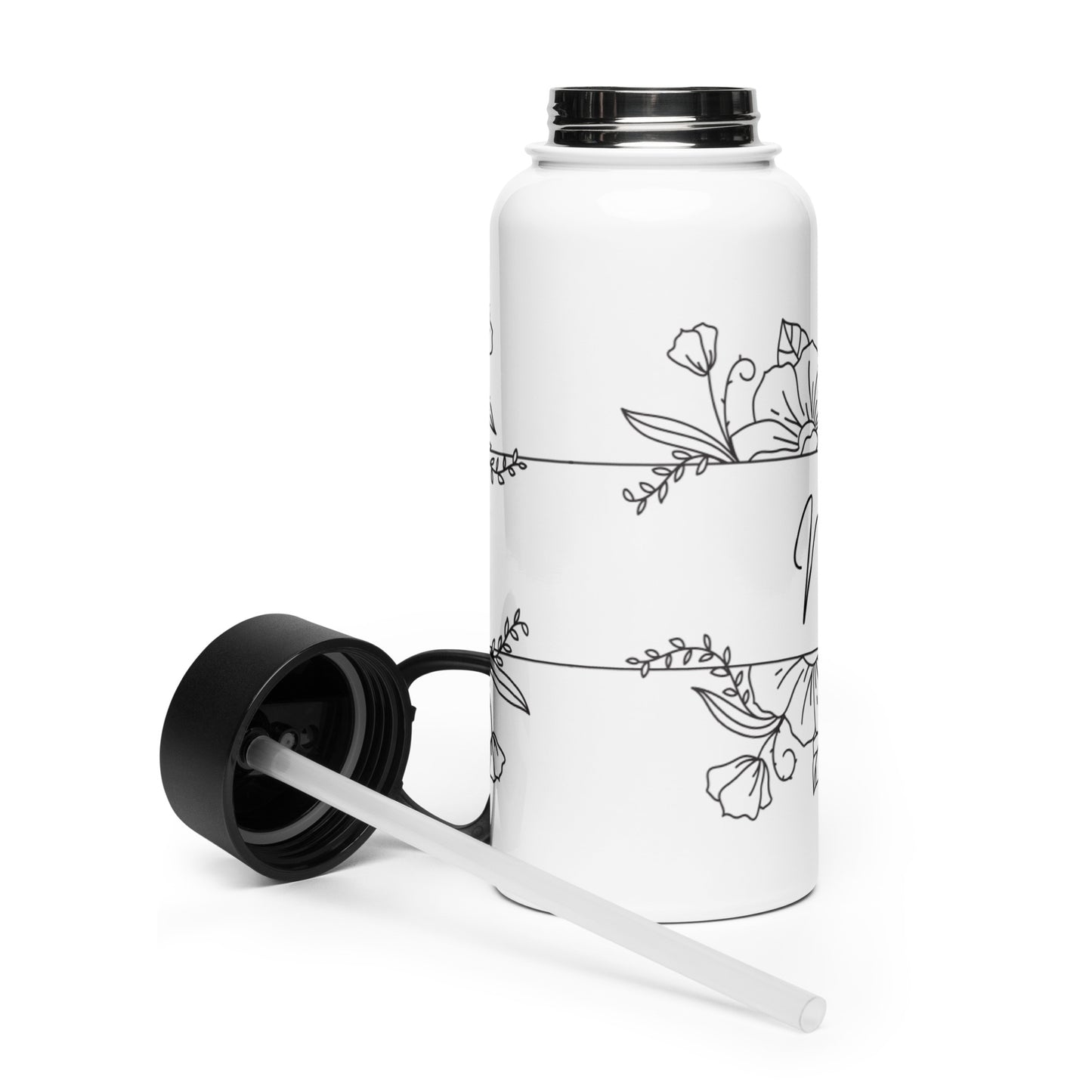 Custom Name Stainless Steel Water Bottle – Straw Lid